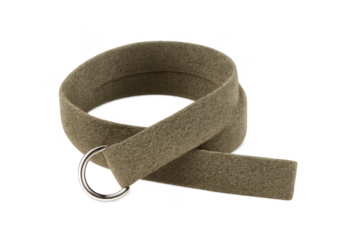 Khaki fabric d-ring belt with metal buckle