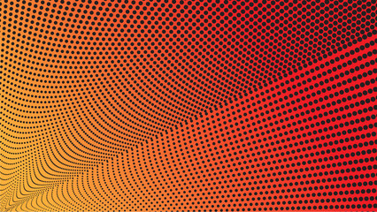 Warm Yellow Red Abstract Wave Halftone Gradient Background