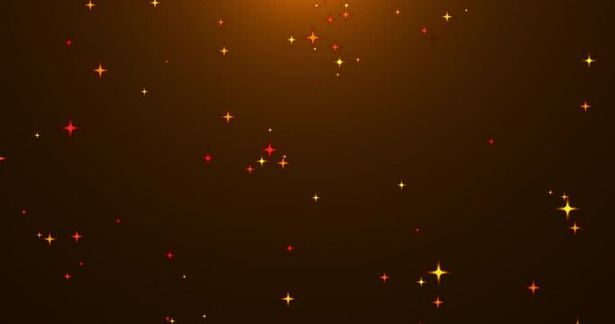 Twinkling stars slowly descend against the dark background, creating a magical atmosphere. Their soft light fills the space with a sense of magic and peace.