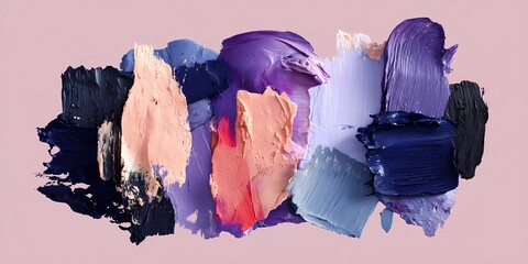Abstract brushstrokes with vibrant pigments on pink backdrop