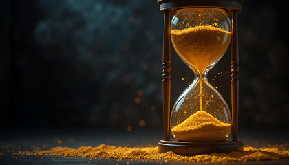 hourglass on black background