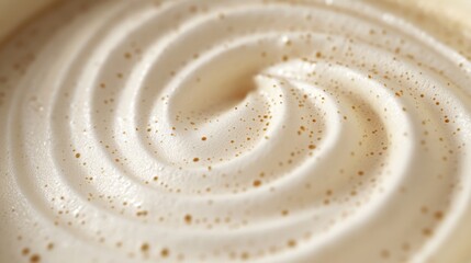 Swirling Coffee Foam Texture with Delicate Brown Specks in a Close-Up View