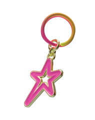 3D keychain with metallic star element. Vector Illustration