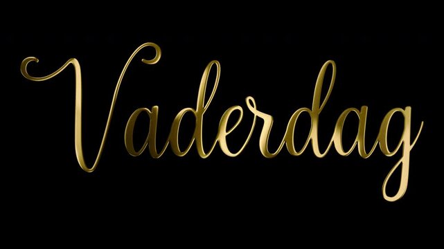 Dutch Text Vaderdag Translation Fathers's day in Elegant Handwritten Shiny Golden Letters Light Effect Animation on Black and Green Screen Chroma Key Background - 4K Horizontal Video 2x 10 seconds