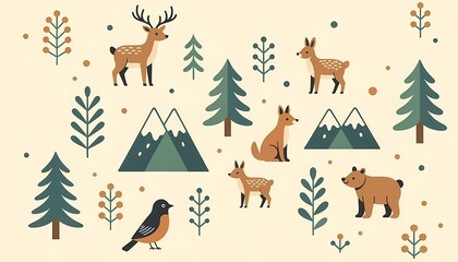 seamless pattern with deer wallpaper decoration design
