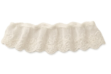 White lace ruffle fabric trim transparent background