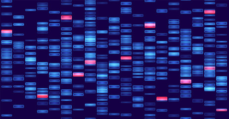 Genomic data visualization. Abstract DNA sequencing and genome mapping graphics. Scientific concept for medical research, biotechnology, and genetic testing. Vector illustration.