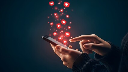 Social Media Engagement with Smartphone and Rising Digital Heart Icons Interaction