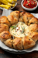 Baked Camembert cheese with onion bread
