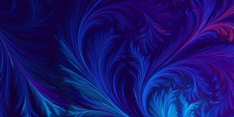 Abstract blue and purple swirling fractal design with flowing lines