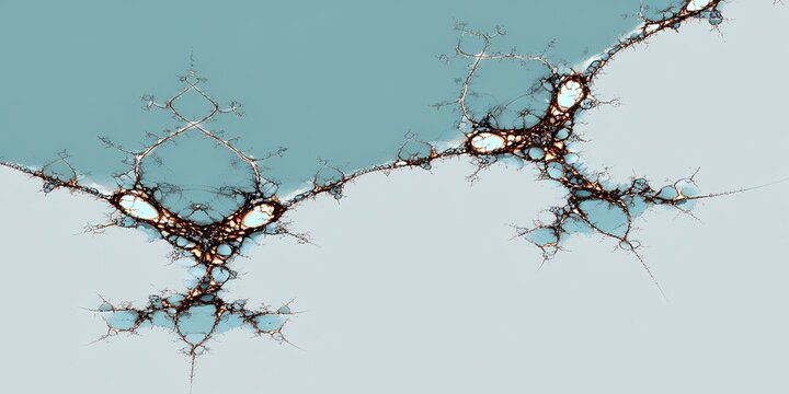 Neurons with branching dendrites under a teal background