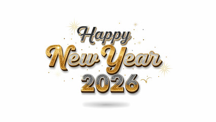 Glitter gold silver 2026 text, cut-out PNG with alpha channel