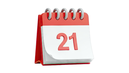 Red Desk Calendar Showing the 21st