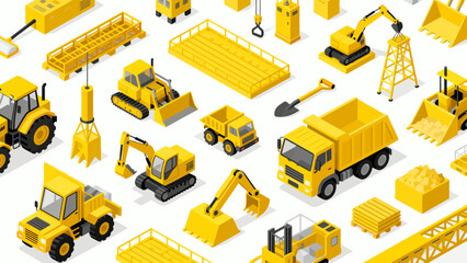 Yellow construction machinery vehicles © KY
