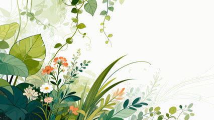 Illustration of colorful plants and flowers © KY