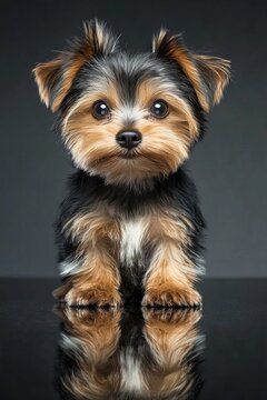 Charming Yorkshire Terrier Puppy with Big Eyes, Captivating Hearts with Its Adorable Expressions.