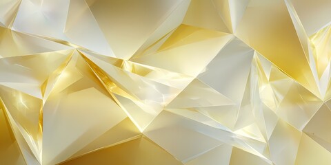 Abstract golden geometric crystals forming a luminous faceted background
