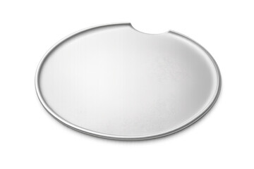 Oval metal plaque featuring a brushed silver texture and an empty space for custom text or logo, suitable for name tags
