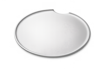 Oval metal plaque featuring a brushed silver texture and an empty space for custom text or logo, suitable for name tags