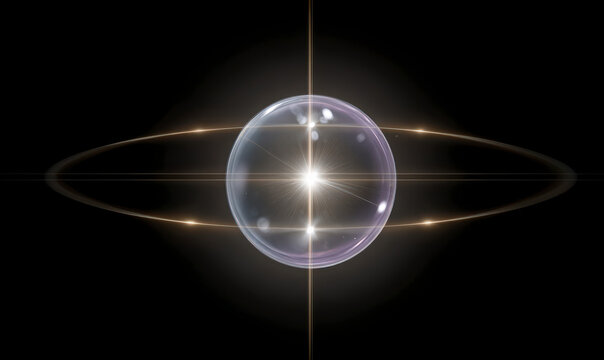 Abstract sphere with light trails on a black background, futuristic design. - Powered by Adobe