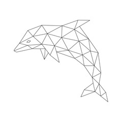 Polygonal line art of dolphin vector