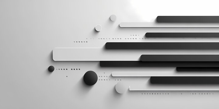 Abstract grayscale geometric background with elongated bars and circular accents