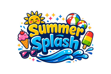 Obraz premium Summer splash fun with sun, ice cream, beach balls, and popsicles