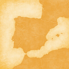 Ocher map of Iberian Peninsula - Blank map