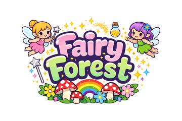 Obraz premium Colorful fairy forest with magical creatures and enchanting elements