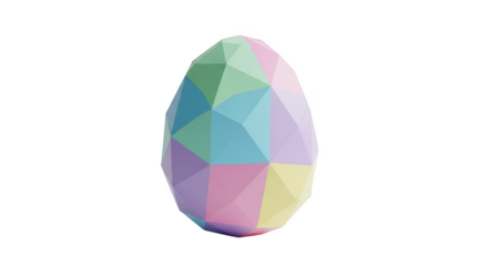 Low poly Easter egg geometric pastel colors pink purple blue green yellow on black background image