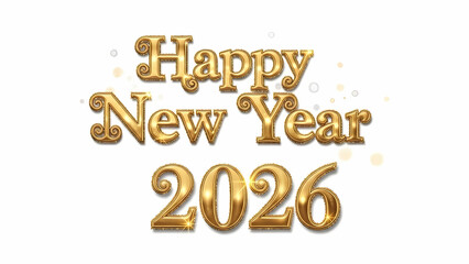 Shiny gold 2026 bubble lettering, background removal transparency