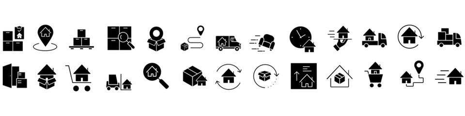 Relocation editable vector icon set. Moving services Illustration sign collection. Moving symbol. shipping logo.