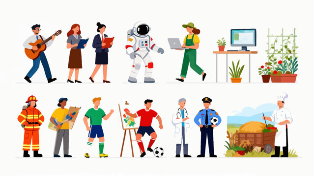 Diverse occupations and professions