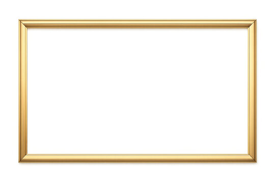 Gold frame with a smooth golden border. Creating an elegant design element with a transparent background