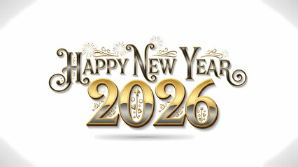 Ornate Gold and Silver Happy New Year 2026, Background Removal