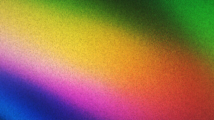 Vibrant rainbow gradient background enhanced by grainy film noise texture created from thousands of individual dots evoking analog film aesthetics and modern digital art for minimal creative projects