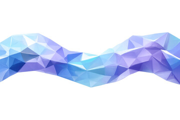 Abstract wavy geometric shape creating a low poly banner with a blue and purple gradient, transparent background
