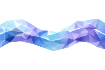 Abstract wavy geometric shape creating a low poly banner with a blue and purple gradient, transparent background