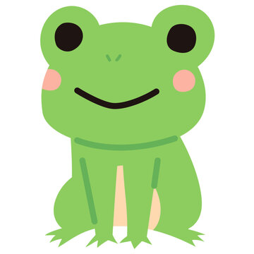 パステルカラーで描かれたかわいいカエルのイラスト