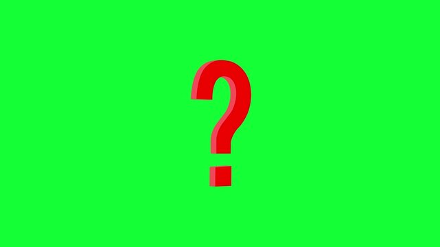 3D Representation of a Red Question Mark icon Animation in Green Background 
