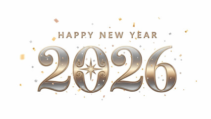 Silver Gold Modern New Year 2026 Typography, Transparency