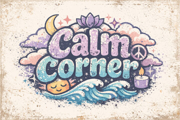 Tranquil vibes with a relaxed sunset and waves in vintage style