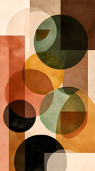 Abstract Geometric Composition with Warm Earthy Tones and Overlapping Circles