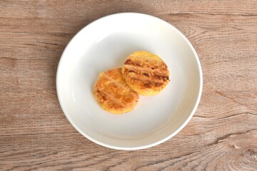 grilled sticky rice with egg Thai food arranging on plate