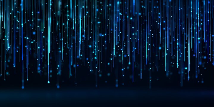 A dark background adorned with vertical blue light streaks resembling a digital rain effect.