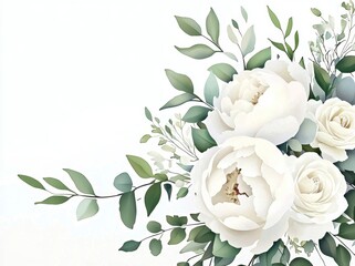 Floral bouquet featuring cream peonies and ivory roses
