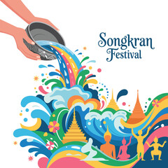 Modern Songkran Festival Vector Design.
