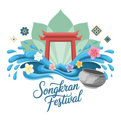 Modern Songkran Festival Vector Design.