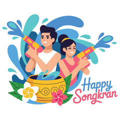 Modern Songkran Festival Vector Design.