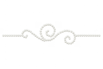Pearl beads string forming ornate swirl divider